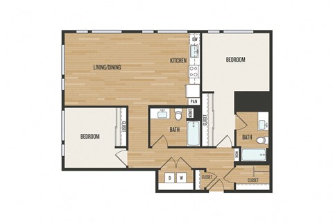 2 Bedroom C4 Floor Plan – Aura Burnside